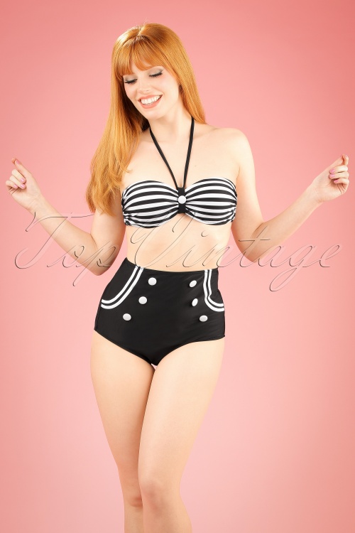 Belsira - 50s Joana Stripes Halter Bikini in Black and White
