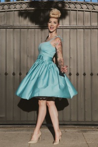 Collectif Clothing - 50s Jade Swing Dress in Light Blue 2