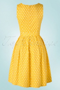 Dolly and Dotty - 50s Lola Polkadot Swing Dress in Yellow 4