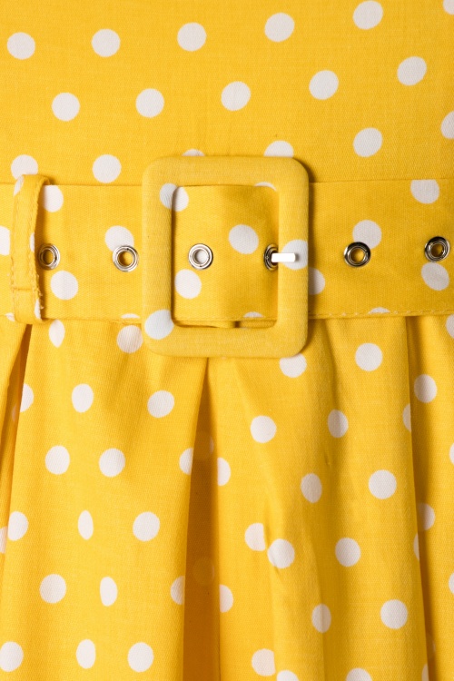 Dolly and Dotty - 50s Lola Polkadot Swing Dress in Yellow 3