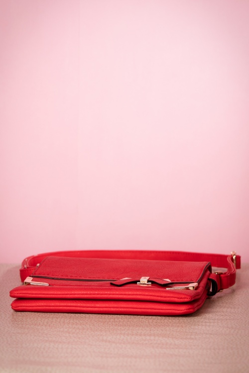 La Parisienne - 60s Francis Bow Shoulder Bag in Red 6