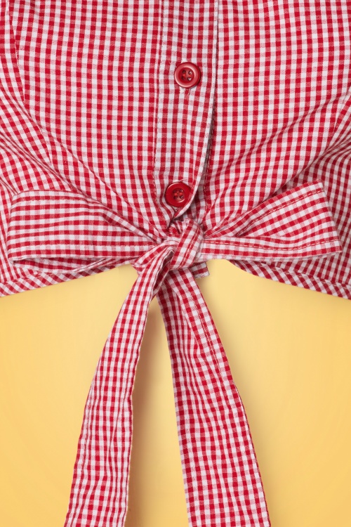 Dolly and Dotty - Chemisier Années 50 Clementine Gingham Top en Blanc et Rouge 3
