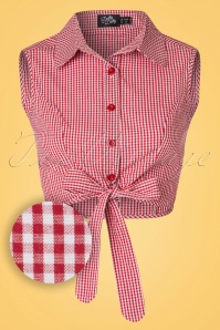 Dolly and Dotty - Chemisier Années 50 Clementine Gingham Top en Blanc et Rouge