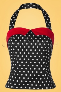 Dolly and Dotty - TopVintage exclusive ~ 50s Rudy Polkadot Halter Top in Black