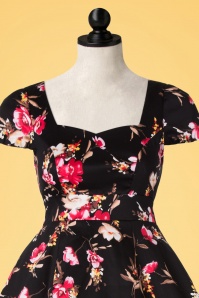 Dolly and Dotty - Claudia Floral Swing Dress Années 50 en Noir 5