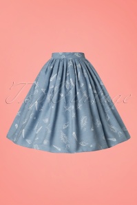 Collectif Clothing - 50s Jasmine Seashell Swing Skirt in Denim Blue 6