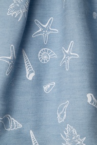Collectif Clothing - 50s Jasmine Seashell Swing Skirt in Denim Blue 4