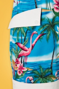 Collectif Clothing - 50s Futura Flamingo Island Playsuit in Blue 5