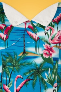 Collectif Clothing - Futura Flamingo Island playsuit in blauw 6