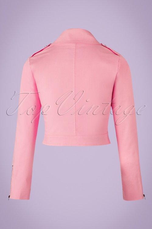Collectif Clothing - 50s Outlaw Biker Jacket in Bubblegum Pink 4