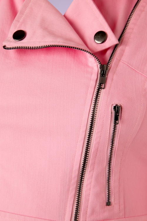 Collectif Clothing - 50s Outlaw Biker Jacket in Bubblegum Pink 3