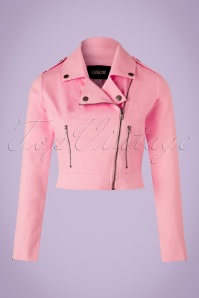 Collectif Clothing - 50s Outlaw Biker Jacket in Bubblegum Pink 2