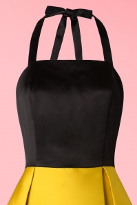 Collectif Clothing - Vanya Crane swingjurk in zwart en geel 3
