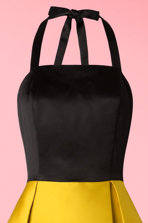 Collectif Clothing - Vanya Crane swingjurk in zwart en geel 3