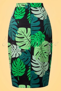 Collectif Clothing - 50s Kala Tahiti Palm Sarong Skirt in Green 4