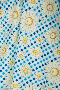 Bunny - Robe Années 50 Sunshine Floral Gingham Swing Dress en Bleu 9