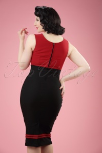 Steady Clothing - Diva Set Sail Pencil-jurk in zwart en rood 5