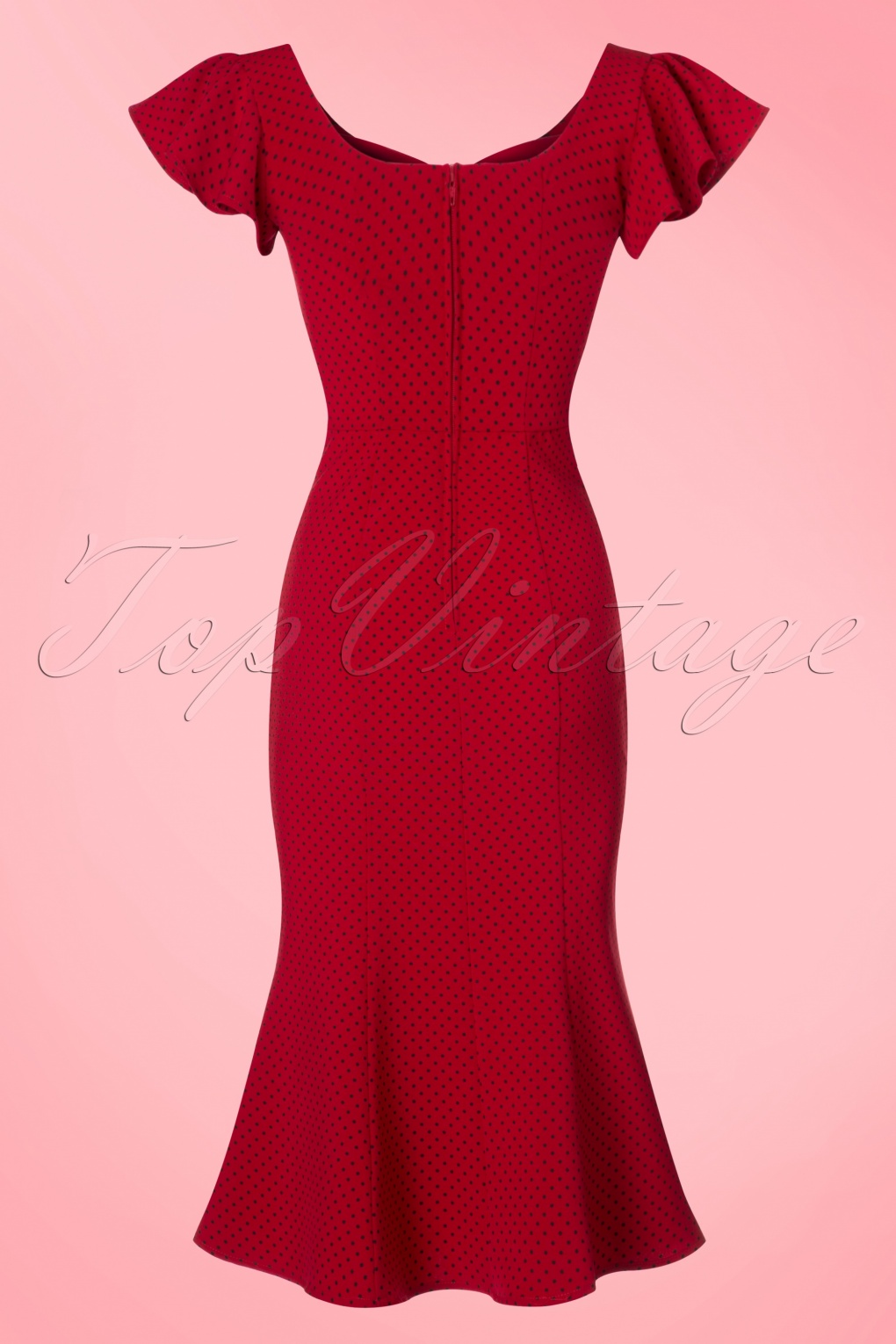 50s Tulsa Polkadot Pencil Dress in Red