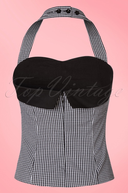 Dolly and Dotty - TopVintage exclusive ~ 50s Halter Gingham Top in Black and White 5