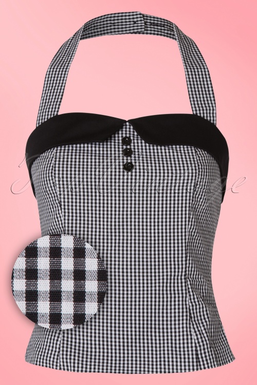 Dolly and Dotty - TopVintage exclusive ~ 50s Halter Gingham Top in Black and White 2
