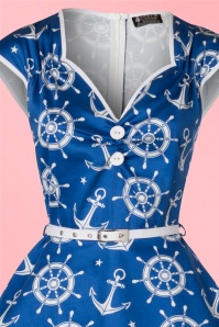 Lady V by Lady Vintage - Isabella nautische swingjurk in blauw 4