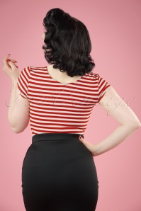 Unique Vintage - 50s Marty Knit Stripes Top in Red and White 8