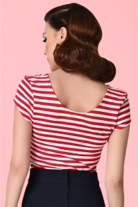 Unique Vintage - 50s Marty Knit Stripes Top in Red and White 9
