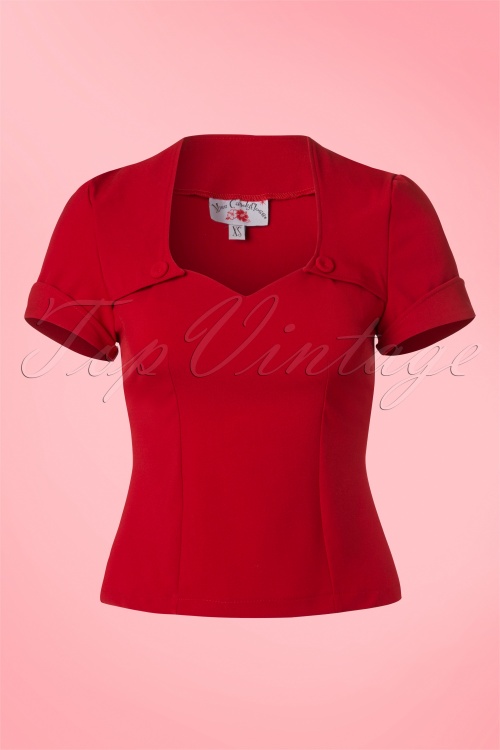 Miss Candyfloss - 50s Elsy Top in Red 2