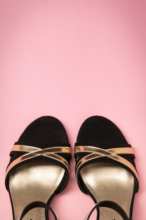 Tamaris - 30s Mary Jane Pumps in Black and Gold 3