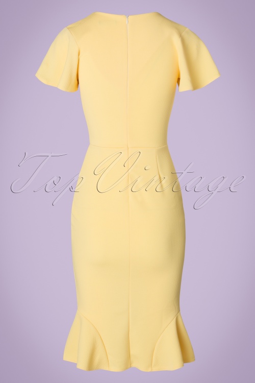 Vintage Chic for Topvintage - 50s Peggy Waterfall Pencil Dress in Yellow 4