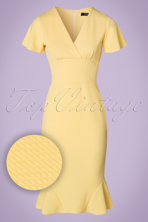 Vintage Chic for Topvintage - Robe Années 50 Peggy Waterfall Pencil Dress en Jaune