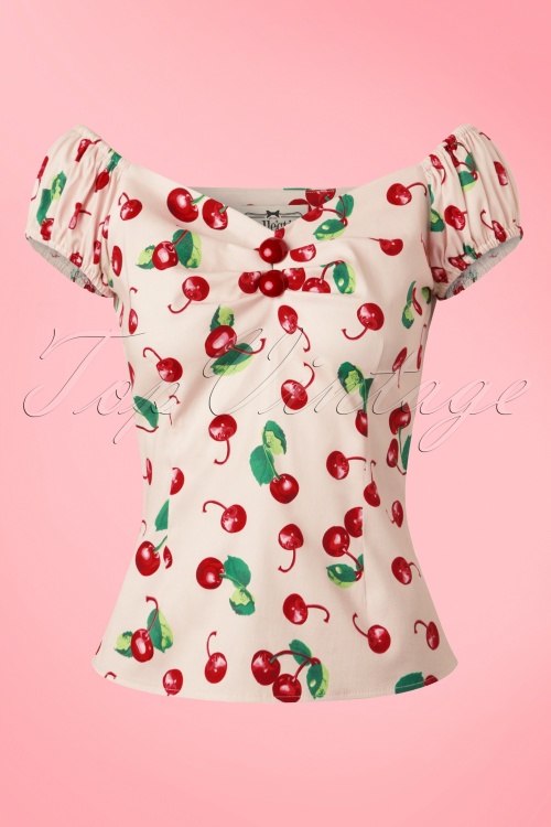 Collectif Clothing - Dolores Cherry Top in Pfirsich