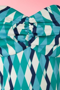 Collectif Clothing - Kimmy Atomic Harlekijn playsuit in blauw en jade 4