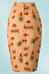 Collectif Clothing - 50s Kala Pineapple and Palm Sarong Skirt in Orange 3