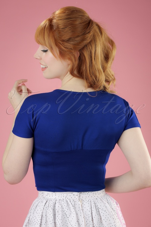 Banned Retro - 50s She Who Dares Top in Royal Blue 4