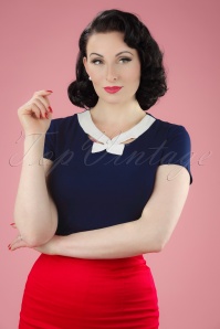 Fever - 50s Holywell Top in Navy