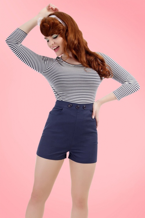 Collectif Clothing - 50s Talis Shorts in Navy 2