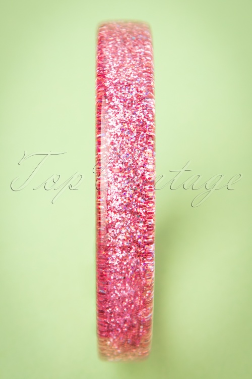 Splendette - TopVintage Exclusive ~ Fedora Midi Glitter Bangle Années 20 en Rose Clair 2
