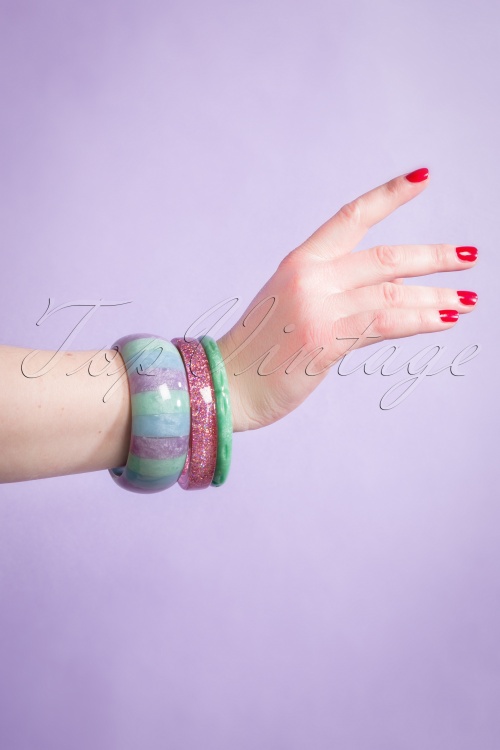 Splendette - TopVintage Exclusief ~ Lucy Frosty Stripe Bangle in Tricolore 3
