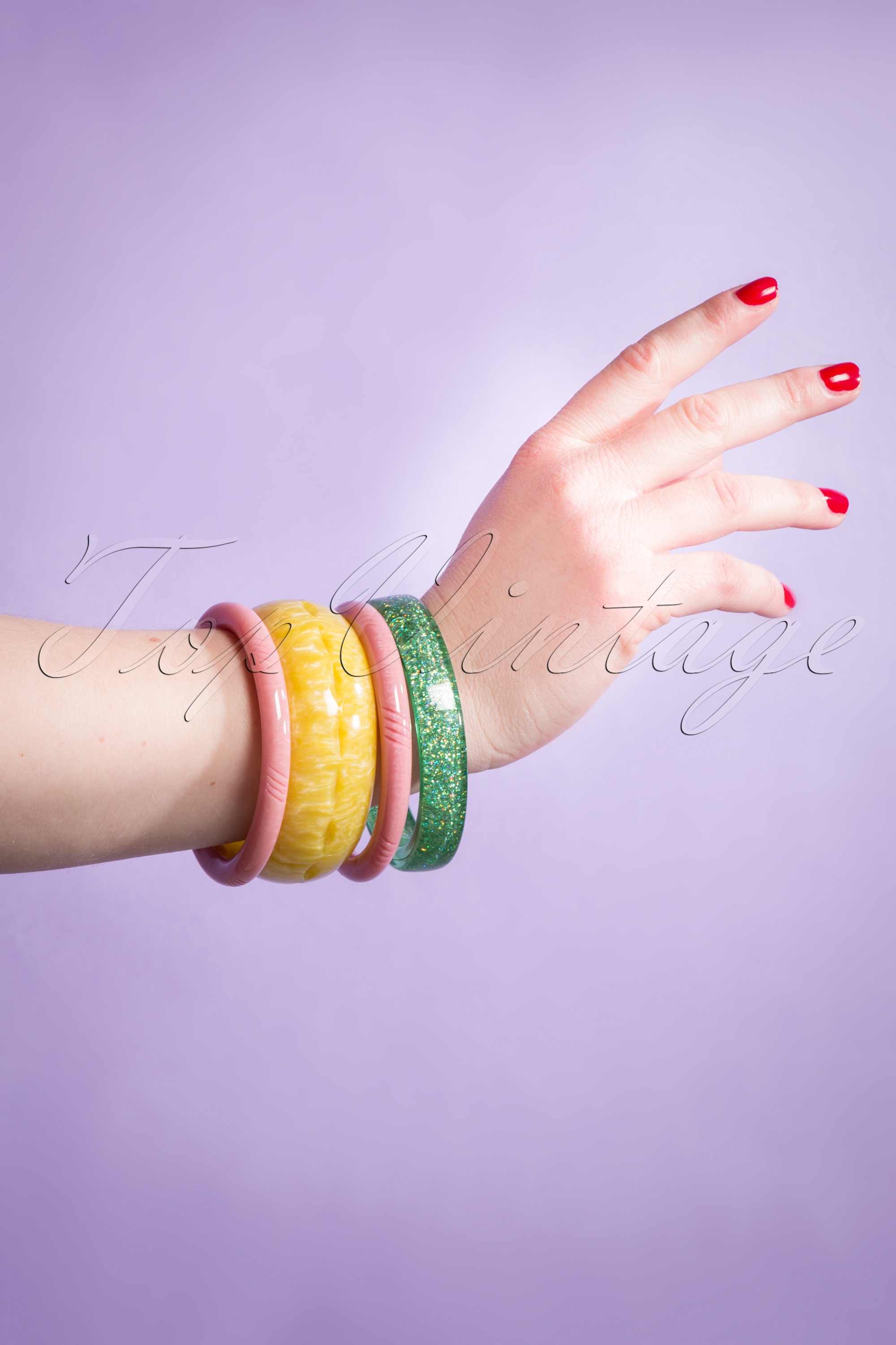 Splendette - TopVintage Exclusief ~ Zonnige parel gesneden armband in lichtgeel 3