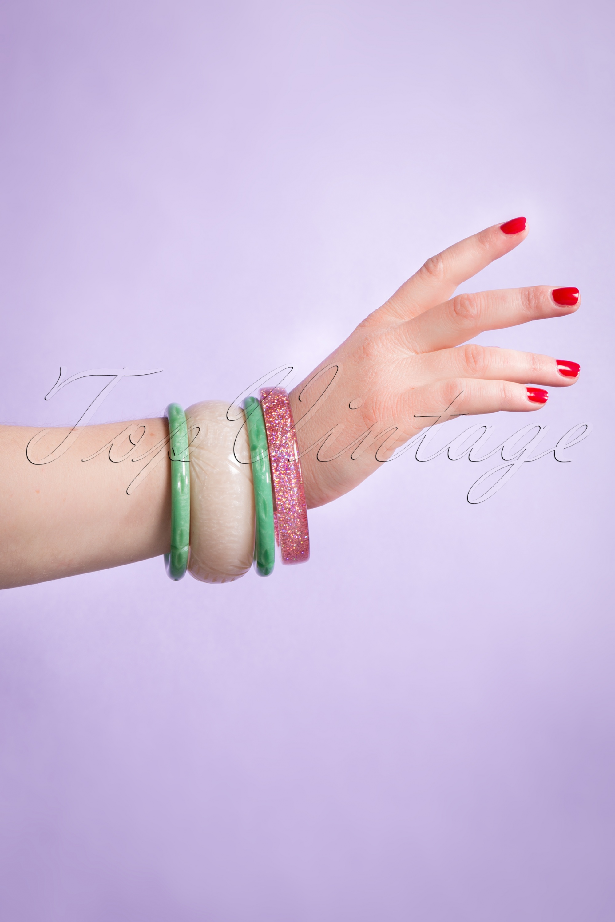 Splendette - TopVintage Exclusief ~ Augusta Parel gesneden armband in ivoor 3