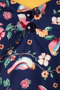 Collectif Clothing - Dolores Charming Birds poppenjurk in donkerblauw 6