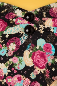 Collectif Clothing - Dolores Peony bloemenpopjurk in zwart 6
