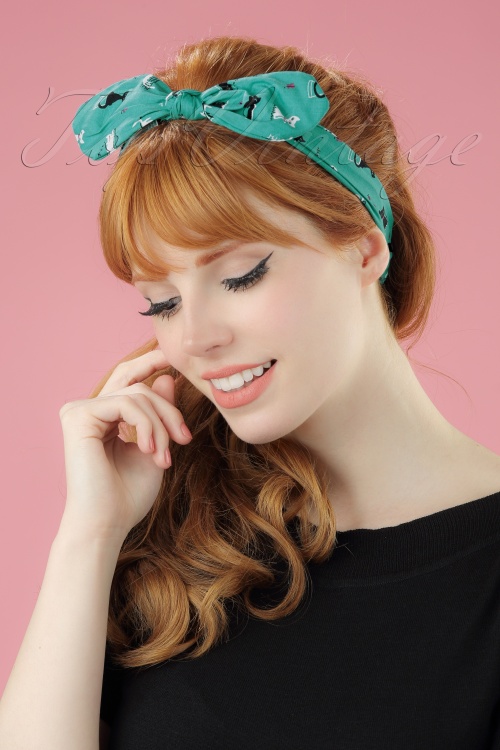 50s Mireille Cat Bandana In Turquoise