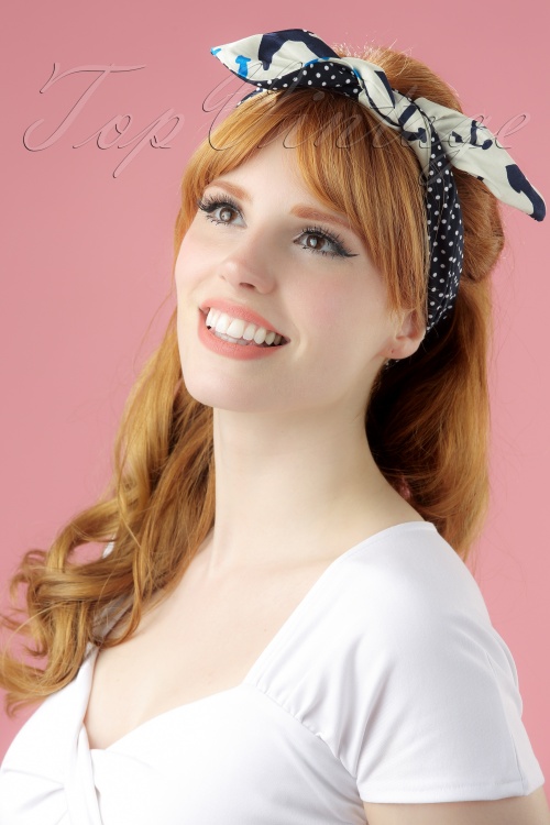 Be Bop a Hairbands - 50s Sassy Sailor Hair Scarf in Navy