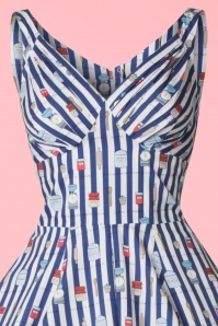 Miss Candyfloss - 50s Odessa Bake Swing Dress in Navy Stripes 4