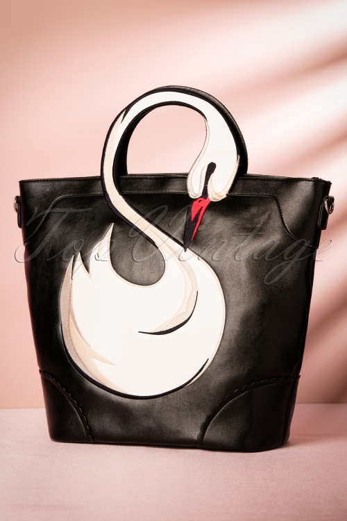 Banned Retro - Lovely Swan Bag Années 50 en Noir 2
