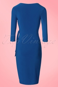 Vintage Chic for Topvintage - Layla Cross Over Pencil Dress Années 50 en Bleu Roi 6