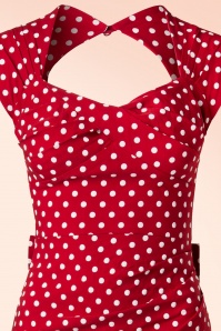 Stop Staring! - 50s Love Polkadot Bow Pencil Dress in Red 6