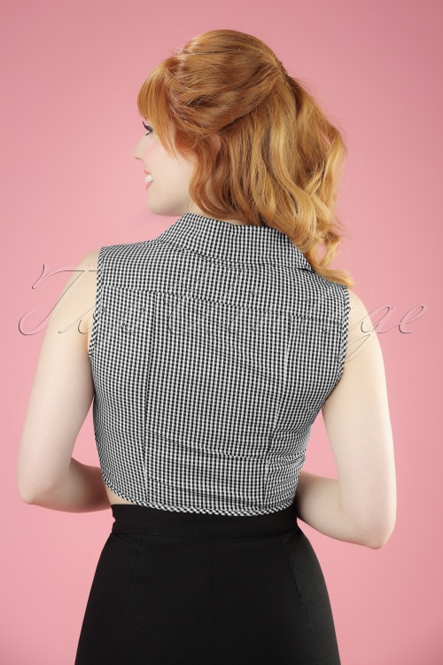 Dolly and Dotty - 50s Clementine Gingham Top in Black and White 6